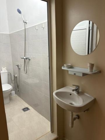 Modern shower in private bathroom
